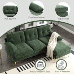 Green L-Shaped Chenille Sectional Sofa for Small Spaces