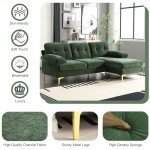 Green L-Shaped Chenille Sectional Sofa for Small Spaces