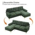 Green L-Shaped Chenille Sectional Sofa for Small Spaces