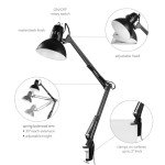 Adjustable Black Desk Lamp with Metal Clamp
