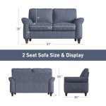 Blue 57" Loveseat Sofa for Small Spaces