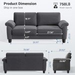 70" Velvet Mid-Century Loveseat for Small Spaces
