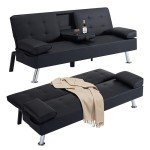 Modern Faux Leather Tufted Futon Sofa Bed