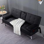 Modern Faux Leather Tufted Futon Sofa Bed