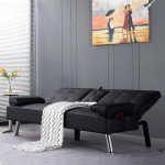 Modern Faux Leather Tufted Futon Sofa Bed