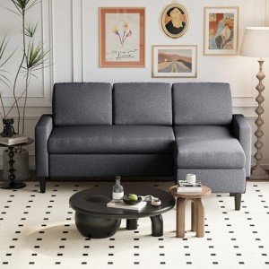 Compact L-Shaped Sectional Sofa with Ottoman