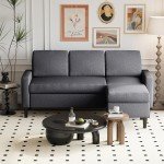 Compact L-Shaped Sectional Sofa with Ottoman