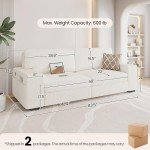 Modern Ivory 2-Seater Sofa with USB Ports
