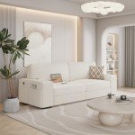 Modern Ivory 2-Seater Sofa with USB Ports