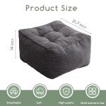 Dark Grey Square Corduroy Pouf Ottoman 21