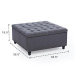 Large Tufted Storage Ottoman Bench - Dark Grey
