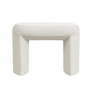 HomePop Quinn Modern Cream White Boucle Ottoman