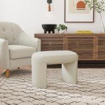 HomePop Quinn Modern Cream White Boucle Ottoman