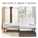 Beige Fabric Futon Sofa Bed with Cup Holder