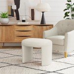 HomePop Quinn Modern Cream White Boucle Ottoman