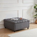 Large Tufted Storage Ottoman Bench - Dark Grey