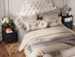 2-Pack Black Nightstands with Charging Station & LED Lights