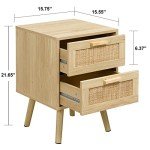Finnhomy Rattan-Decor Nightstand Set with Storage