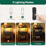 Black Nightstand with LED Light and Charging Station