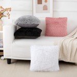 Set of 2 Black Faux Fur Throw Pillow Covers