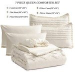White Tufted 7-Piece Queen Comforter Set