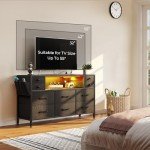 Rolanstar LED Dresser and TV Stand with Drawers