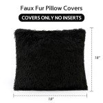 Set of 2 Black Faux Fur Throw Pillow Covers
