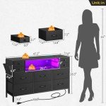 Rolanstar LED Dresser and TV Stand with Drawers