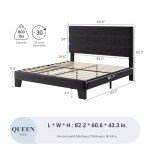 Velvet Upholstered Queen Platform Bed Frame, Black