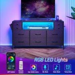 Rolanstar LED Dresser and TV Stand with Drawers