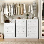 White 5-Drawer Tall Dresser for Living Room