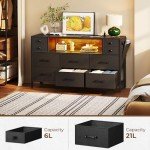 Rolanstar LED Dresser and TV Stand with Drawers