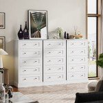 White 5-Drawer Tall Dresser for Living Room