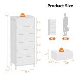 White Tall Dresser with 6 Drawers and Organizer