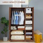 Walnut Wardrobe Closet with Adjustable Shelves