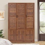 Walnut Wardrobe Closet with Adjustable Shelves
