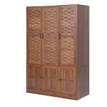 Walnut Wardrobe Closet with Adjustable Shelves