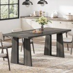 Rustic Grey Rectangle Dining Table for 4-6