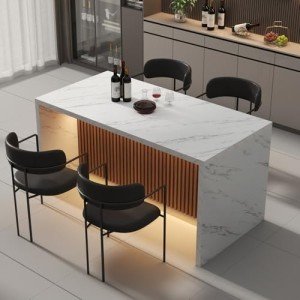 63" LED Marble Dining Table for 4-6 People