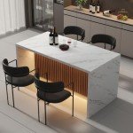 63" LED Marble Dining Table for 4-6 People