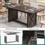 Rustic 71" Dining Table for 6 to 8 People