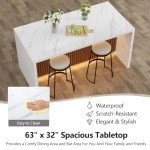 63" LED Marble Dining Table for 4-6 People