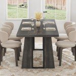Rustic Grey Rectangle Dining Table for 4-6