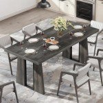Rustic Grey Rectangle Dining Table for 4-6