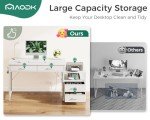 AODK 53" White Computer Desk with USB Outlets
