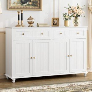 Stylish White Buffet Cabinet with Storage Solutions