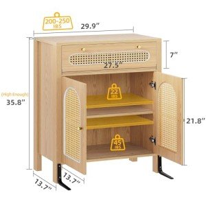 Rattan Door Sideboard Buffet for Kitchen Storage