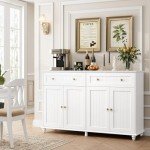 Stylish White Buffet Cabinet with Storage Solutions