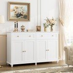 Stylish White Buffet Cabinet with Storage Solutions