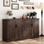 Farmhouse 65-Inch Sideboard Buffet Cabinet with Storage